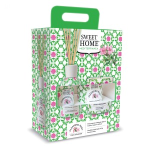 SWEET HOME ŚRÓDZIEMNOMORSKI PREZENT ODŚWIEŻACZ POWIETRZA 100ML I ŚWIECA 110GR RÓŻOWY OLEANDER
