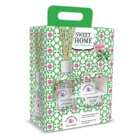 SWEET HOME ŚRÓDZIEMNOMORSKI PREZENT ODŚWIEŻACZ POWIETRZA 100ML I ŚWIECA 110GR RÓŻOWY OLEANDER